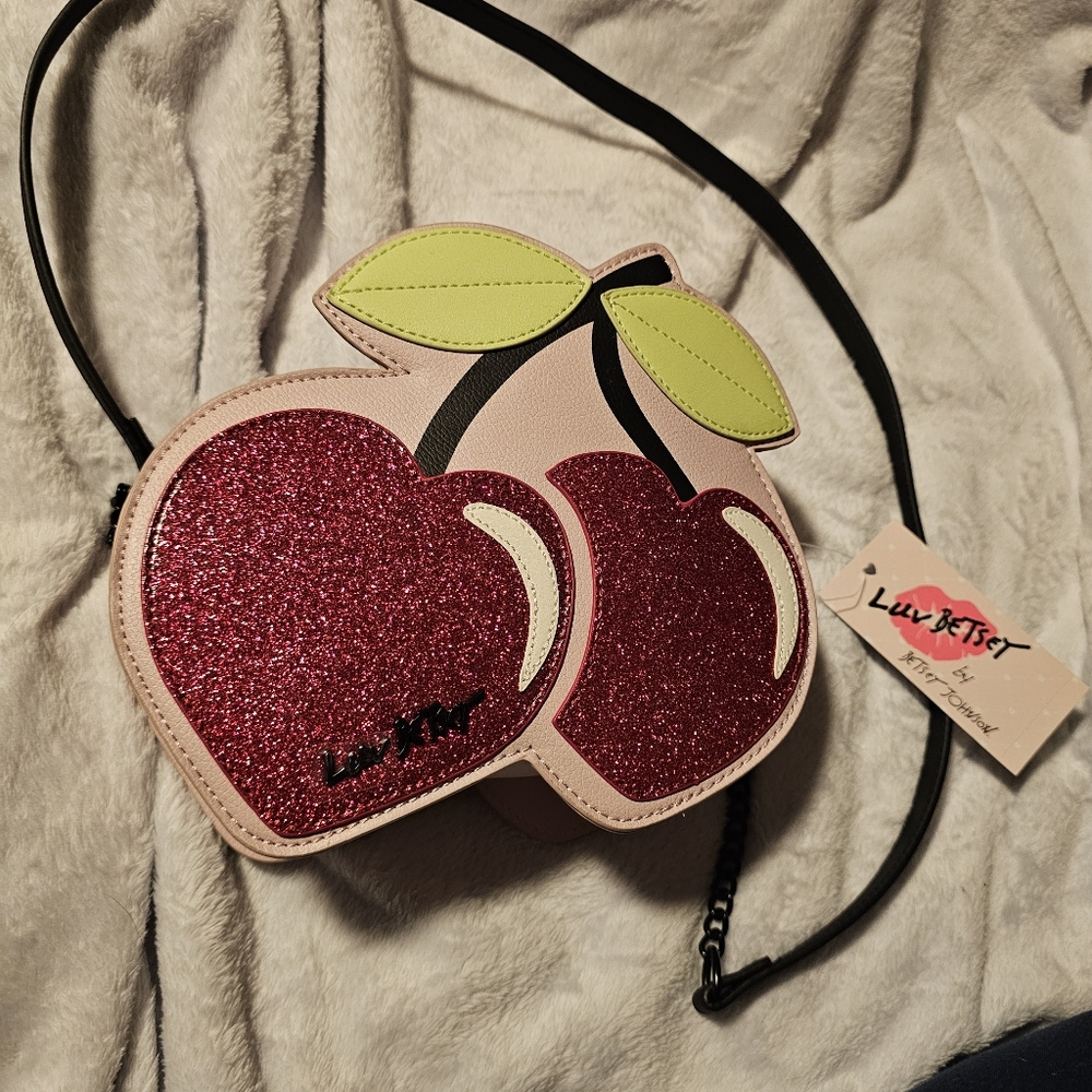 Betsey Johnson Luv Betsey Pink Cherry Shaped Crossbody Purse
